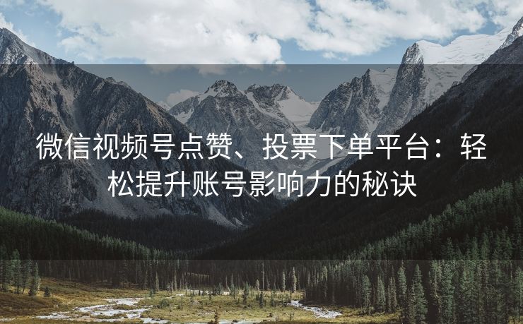 微信视频号双击、投票下单平台：轻松提升账号影响力的秘诀