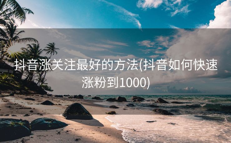 抖音涨关注最好的方法(抖音如何快速涨粉到1000)