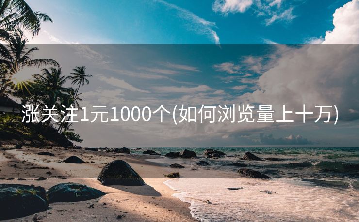 涨关注1元1000个(如何浏览量上十万)