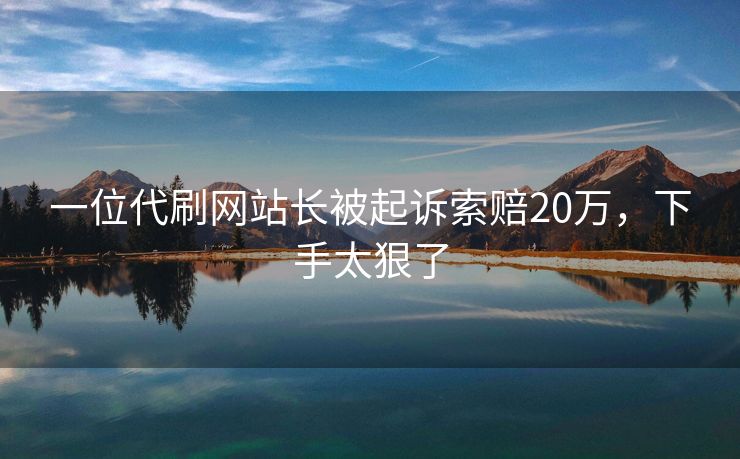 一位代刷网站长被起诉索赔20万，下手太狠了