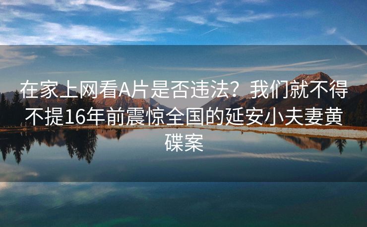 在家上网看A片是否违法？我们就不得不提16年前震惊全国的延安小夫妻黄碟案