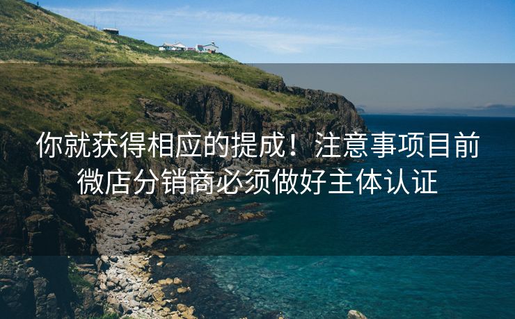 你就获得相应的提成！注意事项目前微店分销商必须做好主体认证