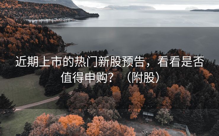 近期上市的热门新股预告，看看是否值得申购？（附股）