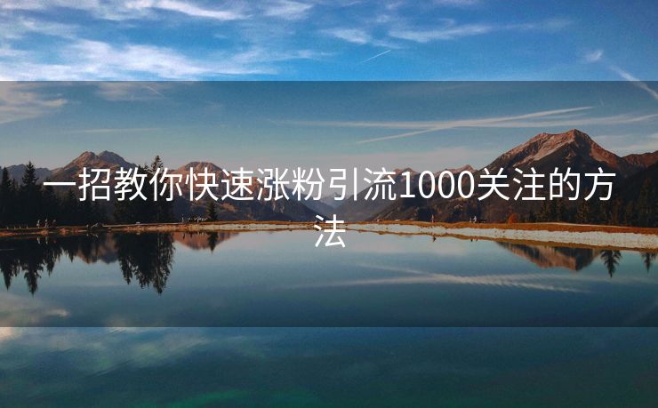 一招教你快速涨粉引流1000关注的方法