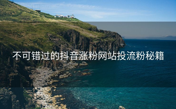 不可错过的抖音涨粉网站投流粉秘籍