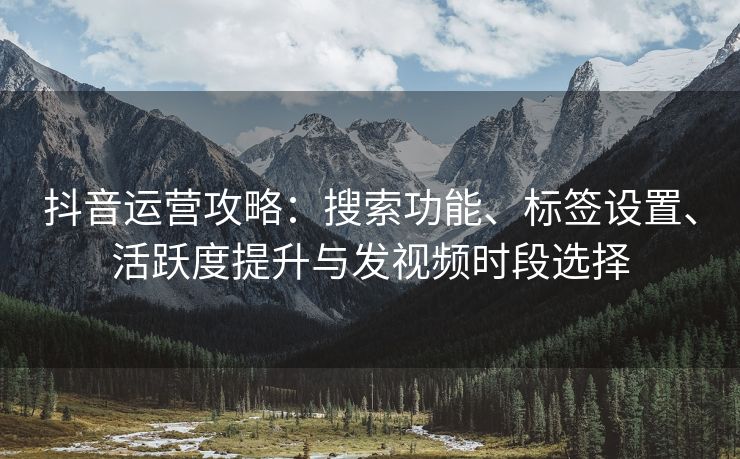 抖音运营攻略：搜索功能、标签设置、活跃度提升与发视频时段选择