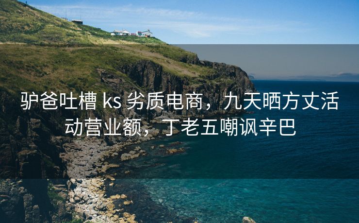 驴爸吐槽 ks 劣质电商，九天晒方丈活动营业额，丁老五嘲讽辛巴