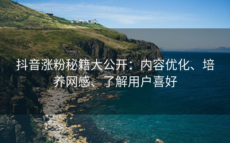 抖音涨粉秘籍大公开：内容优化、培养网感、了解用户喜好