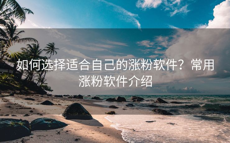 如何选择适合自己的涨粉软件？常用涨粉软件介绍