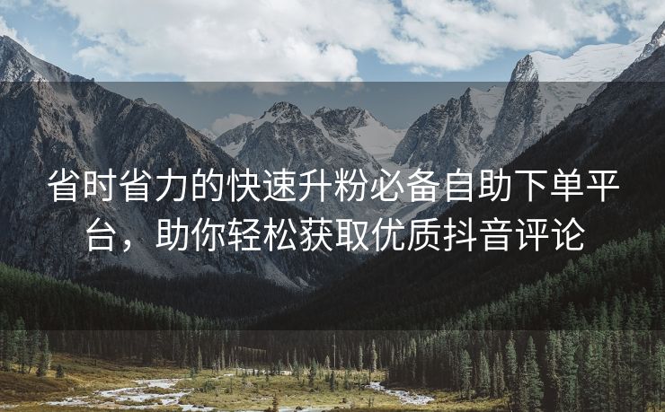 省时省力的快速升粉必备自助下单平台，助你轻松获取优质抖音评论