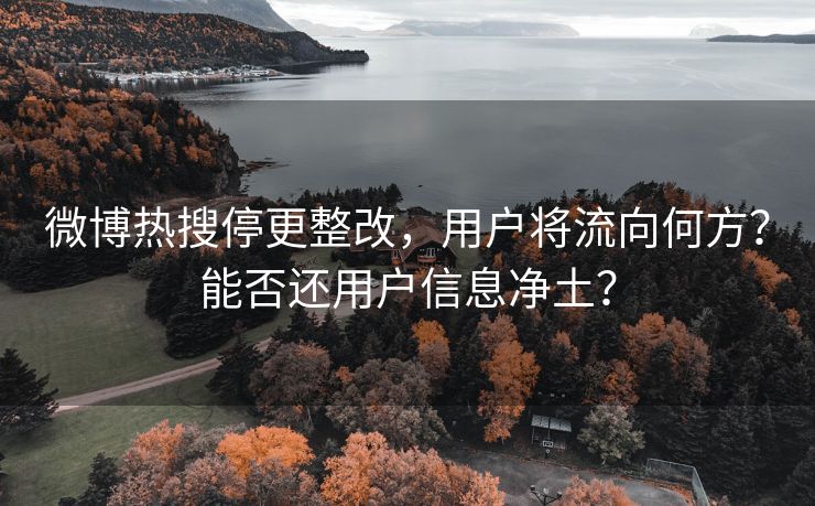 微博热搜停更整改，用户将流向何方？能否还用户信息净土？