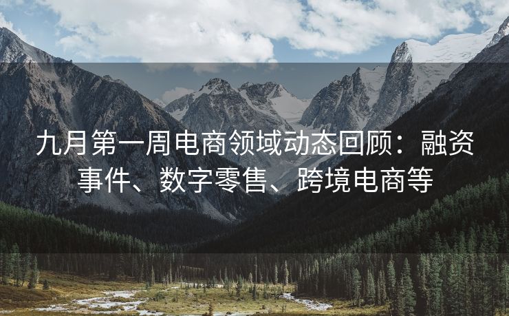 九月第一周电商领域动态回顾：融资事件、数字零售、跨境电商等