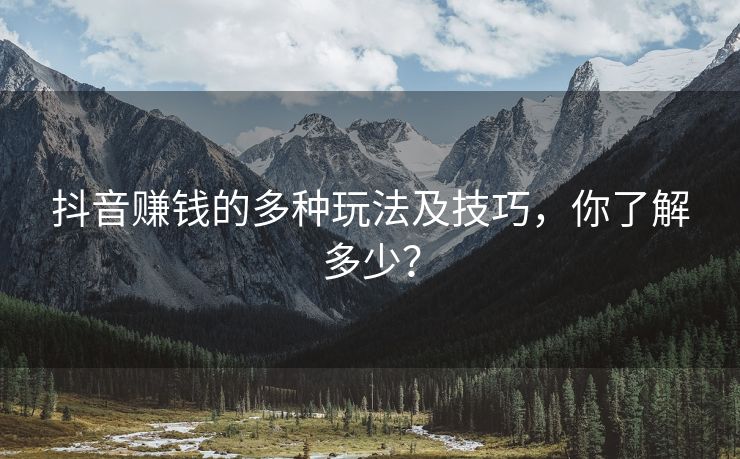 抖音赚钱的法及多种玩法及技巧，你了解多少？