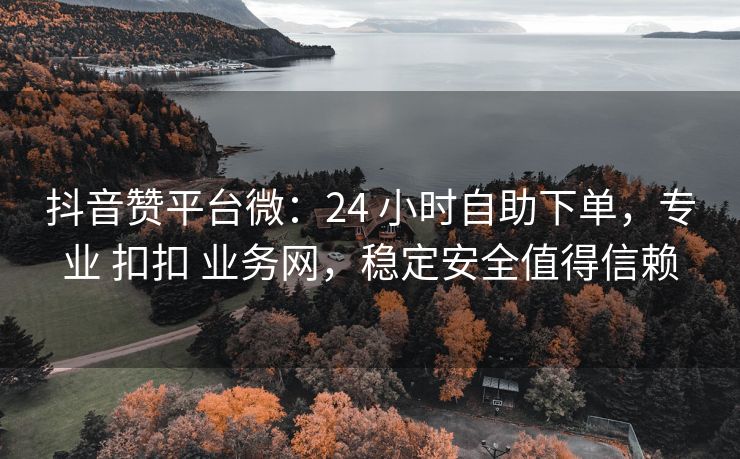 抖音赞平台微：24 小时自助下单，专业 扣扣 业务网，稳定安全值得信赖