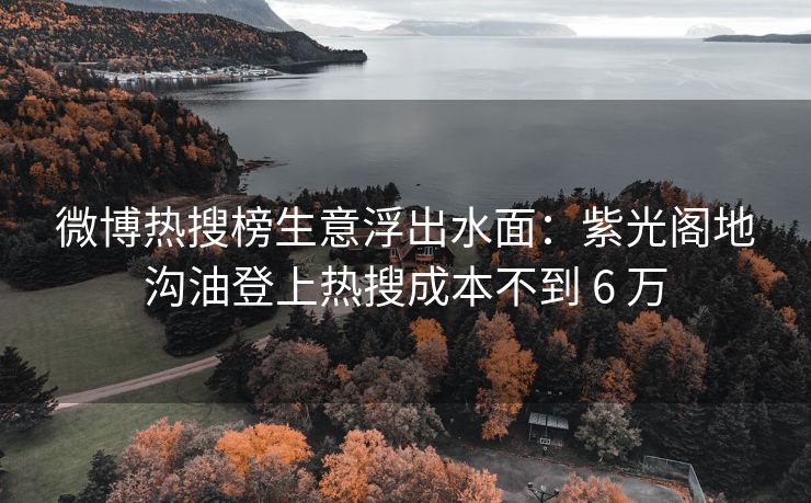 微博热搜榜生意浮出水面：紫光阁地沟油登上热搜成本不到 6 万