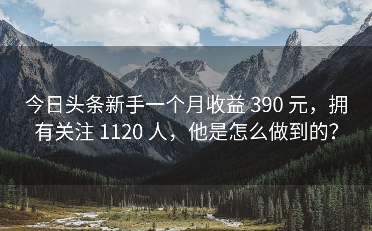 今日头条新手一个月收益 390 元，拥有关注 1120 人，他是怎么做到的？