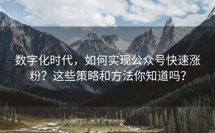 数字化时代，数字实现速涨如何实现公众号快速涨粉？这些策略和方法你知道吗？