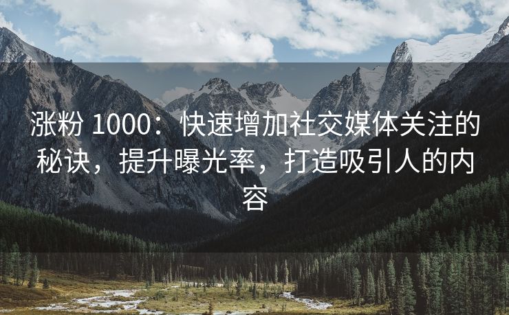 涨粉 1000：快速增加社交媒体关注的秘诀，提升曝光率，打造吸引人的内容