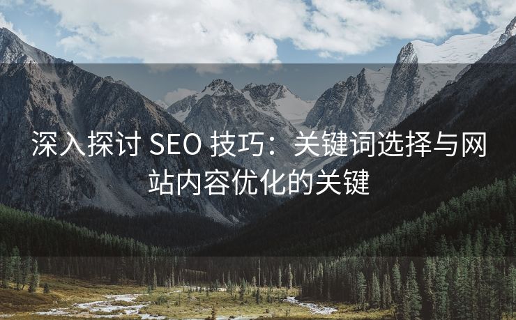 深入探讨 SEO 技巧：关键词选择与网站内容优化的关键