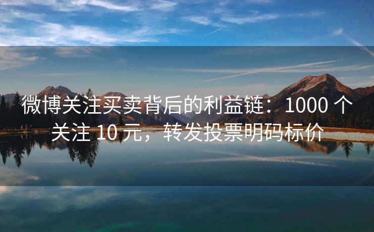 微博关注买卖背后的利益链：1000 个关注 10 元，转发投票明码标价