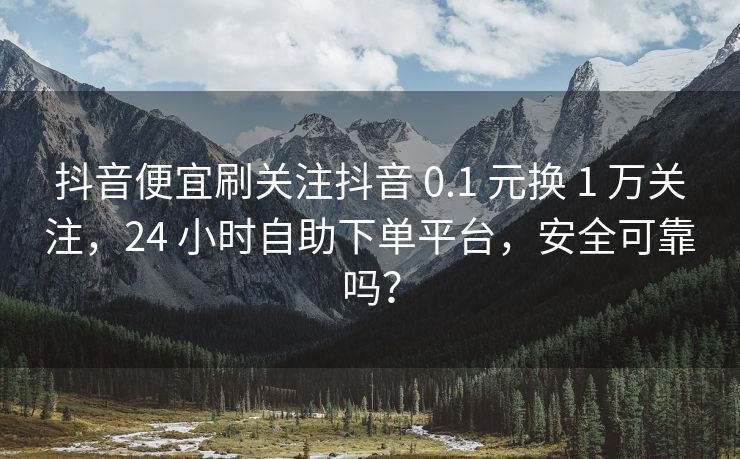 抖音便宜刷关注抖音 0.1 元换 1 万关注，24 小时自助下单平台，安全可靠吗？