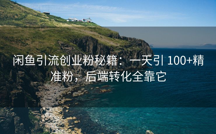 闲鱼引流创业粉秘籍：一天引 100+精准粉，后端转化全靠它