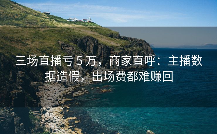 三场直播亏 5 万，商家直呼：主播数据造假，出场费都难赚回