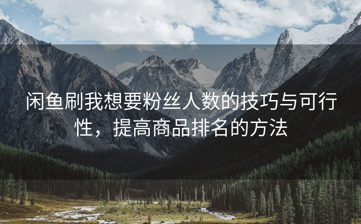 闲鱼刷我想要粉丝人数的技巧与可行性，提高商品排名的人数方法