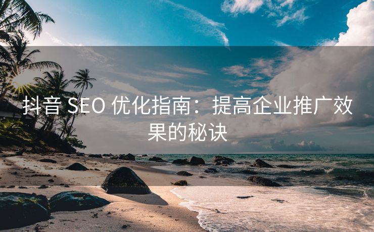 抖音 SEO 优化指南：提高企业推广效果的秘诀