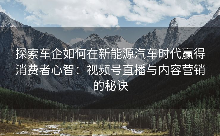 探索车企如何在新能源汽车时代赢得消费者心智：视频号直播与内容营销的秘诀