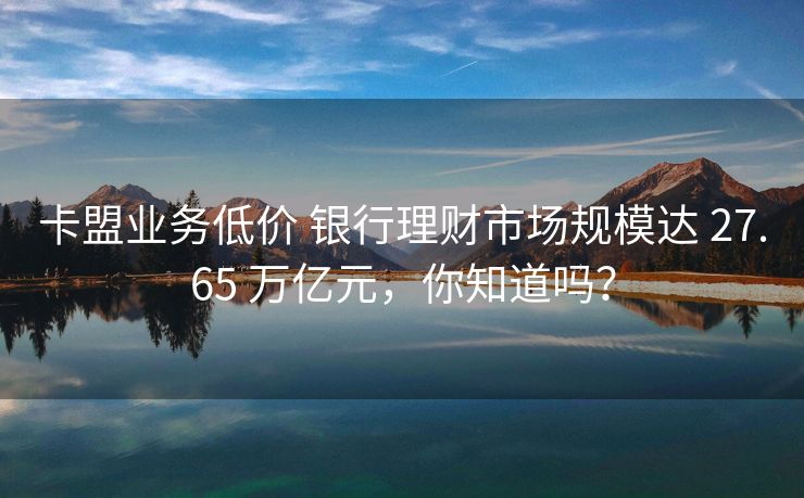 卡盟业务便宜 银行理财市场规模达 27.65 万亿元，你知道吗？