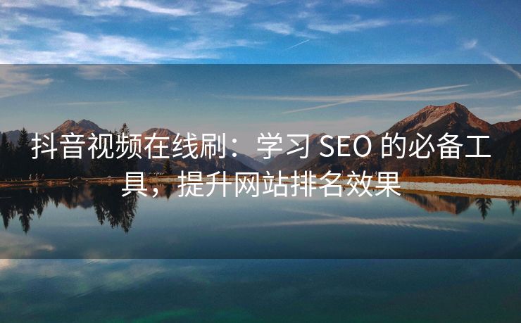 抖音视频在线刷：学习 SEO 的网站必备工具，提升网站排名效果