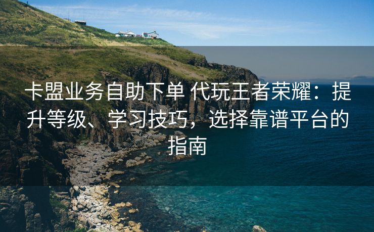 卡盟业务自助下单 代玩王者荣耀：提升等级、学习技巧，选择靠谱平台的指南