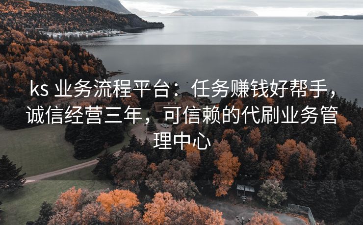 ks 业务流程平台：任务赚钱好帮手，诚信经营三年，可信赖的代刷业务管理中心