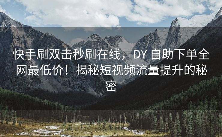 快手刷双击秒刷在线，DY 自助下单全网最低价！揭秘短视频流量提升的秘密