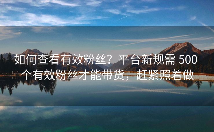 如何查看有效粉丝？平台新规需 500 个有效粉丝才能带货，赶紧照着做