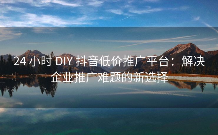 24 小时 DIY 抖音低价推广平台：解决企业推广难题的新选择