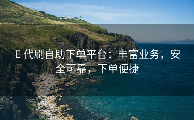 E 代刷自助下单平台：丰富业务，安全可靠，下单便捷