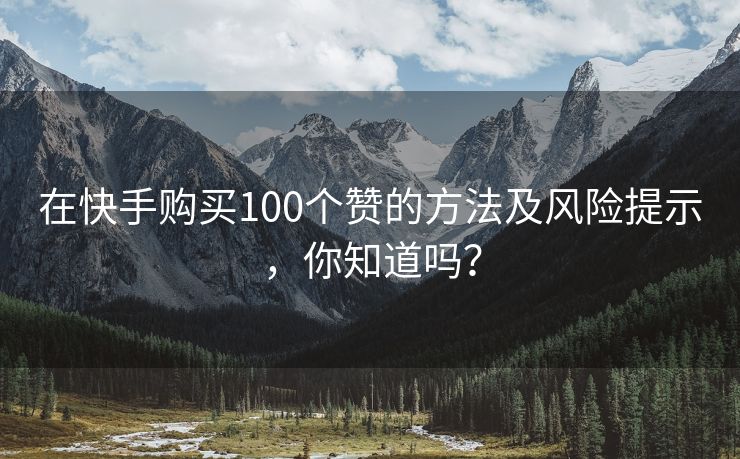 在快手购买100个赞的方法及风险提示，你知道吗？