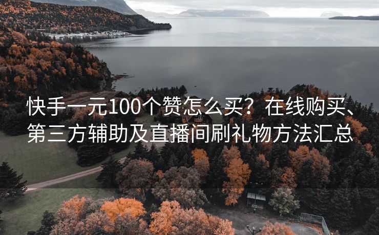 快手一元100个赞怎么买？在线购买、第三方辅助及直播间刷礼物方法汇总