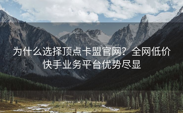 为什么选择顶点卡盟官网？全网低价快手业务平台优势尽显