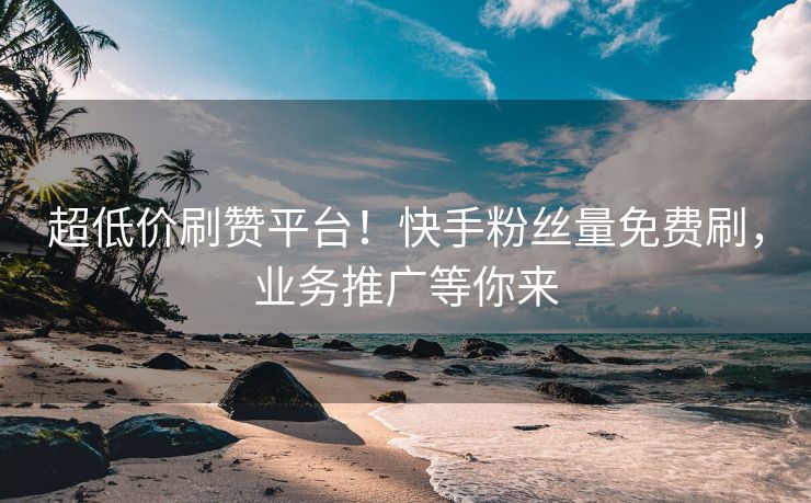 超低价刷赞平台！快手粉丝量免费刷，业务推广等你来