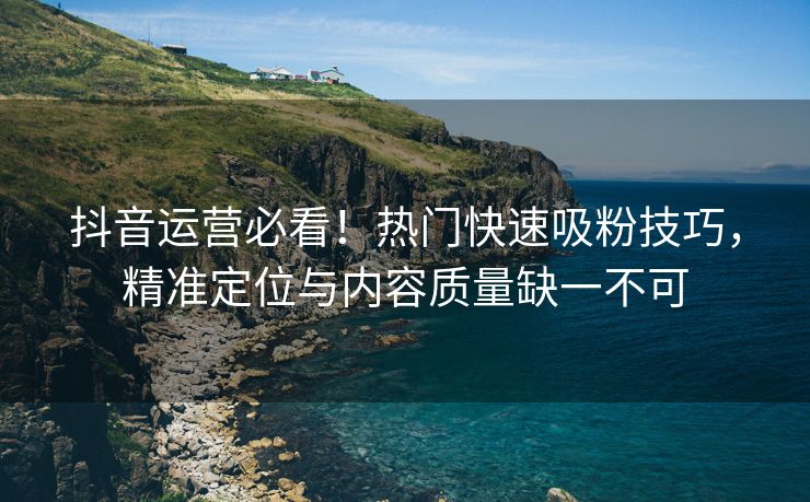 抖音运营必看！热门快速吸粉技巧，精准定位与内容质量缺一不可