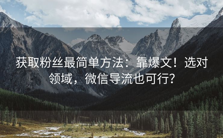 获取粉丝最简单方法：靠爆文！选对领域，微信导流也可行？