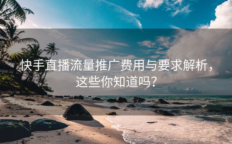 快手直播流量推广费用与要求解析，这些你知道吗？