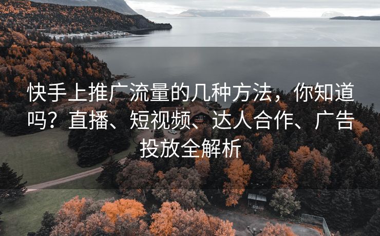 快手上推广流量的几种方法，你知道吗？直播、短视频、达人合作、广告投放全解析