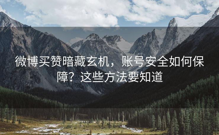 微博买赞暗藏玄机，账号安全如何保障？这些方法要知道