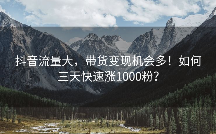 抖音流量大，带货变现机会多！如何三天快速涨1000粉？