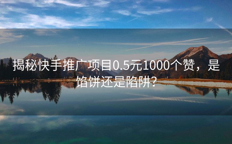 揭秘快手推广项目0.5元1000个赞，是馅饼还是陷阱？