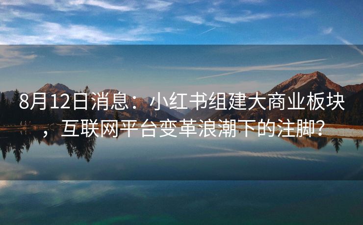 8月12日消息：小红书组建大商业板块，互联网平台变革浪潮下的注脚？